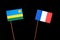 Rwanda flag with French flag on black