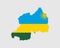 Rwanda Flag Map. Map of the Republic of Rwanda with the Rwandan country banner. Vector Illustration