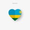 Rwanda heart shaped flag. Origami paper cut Rwandan national banner