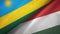 Rwanda and Hungary two flags textile cloth, fabric texture