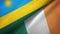 Rwanda and Ireland two flags textile cloth, fabric texture