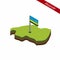 Rwanda Isometric map and flag. Vector Illustration