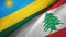 Rwanda and Lebanon two flags textile cloth, fabric texture