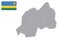 Rwanda map with flag.