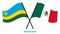 Rwanda and Mexico Flags Crossed And Waving Flat Style. Official Proportion. Correct Colors