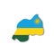 Rwanda national flag in a shape of country map