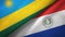 Rwanda and Paraguay two flags textile cloth, fabric texture