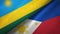 Rwanda and Philippines two flags textile cloth, fabric texture