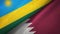 Rwanda and Qatar two flags textile cloth, fabric texture
