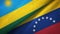 Rwanda and Venezuela two flags textile cloth, fabric texture