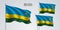 Rwanda waving flag set of vector illustration