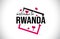 Rwanda Welcome To Word Text with Handwritten Font and Red Hearts Square