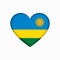 Rwandan flag heart-shaped sign. Vector illustration.