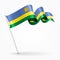 Rwandan pin wavy flag. Vector illustration.