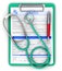 RX prescription pad, medical stethoscope and ballpoint pen
