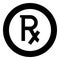 Rx symbol prescription icon black color in circle round