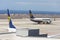 Ryanair Irish low-cost airline Boeing 737 preparing for flight on airport runway