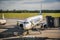 Ryanair plane waiting to be boarded on the airport