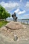 RYBINSK, RUSSIA. A monument to the barge hauler in sunny day. Volzhskaya Embankment