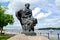 RYBINSK, RUSSIA. A statue of the barge hauler on Volzhskaya Embankment