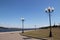 Rybinsk. View of the building of the grain exchange, the Holy Transfiguration Cathedral and the bridge over the Volga river. View