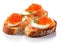 Rye bread toasts with egg and caviar