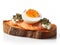 Rye bread toasts with egg and caviar