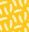 Rye corn floral simple silhouette yellow background seamless vector pattern