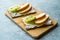 Rye Cripsbread with Cream Cheese, Apple Slices and Kiwi Fruit / Healthy Snacks Recipe