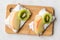 Rye Cripsbread with Cream Cheese, Apple Slices and Kiwi Fruit / Healthy Snacks Recipe