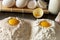 Rye flour and wheat flour before preparing the dough. Ingredients before preparation bread