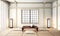 Ryokan living room japanese style with tatami mat floor and decoration.3D rendering