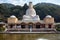 Ryozen Kannon, the view over the Kegamiike pond. Kyoto. Japan