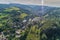 Rytro with panorama of beskidy aerial view