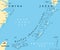 Ryukyu Islands, also Nansei Islands, Japanese island chain, political map