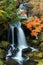 Ryuzu Waterfall Autumn forest Nikko Japan