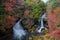 Ryuzu waterfalls with autumn colors season.