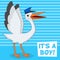 It\'s a Boy Card with Happy Stork with Hat