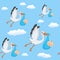 It\'s a Boy Stork Flying Seamless Pattern