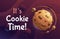 It s cookie time. Vector abstract poster with cartoon sweet chocolate biscuit planet.