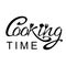 It`s cooking time. Wooden Kitchen accessories Logo design vector template. Baking tools spatula, fork. Handwritten