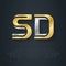 S and D - initials or gold and silver logo. SD - Metallic 3d icon or logotype template. Vector design element with elegant lineart