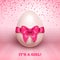 It`s a girl baby shower with pink ribbon and egg