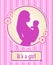 It\'s a girl. card with a newborn baby, the silhouette of a mother and child, congratulations on the birth of a vector