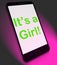 It\'s A Girl On Mobile Shows Newborn Female Baby