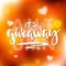 It`s Giveaway Time Autumn Lettering text. Typography for promotion in social media on blurred background. Free gift raffle, win a