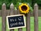 It`s a good day - chalkboard with text and sunflower