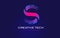 S Initial Letter Logo Design with Digital Pixels in Blue Purple