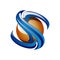 S Letter Initial 3D Shiny Ball Technology Internet Logo