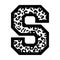 S letter leopard college sports jersey font on the white background. Isolated illustration